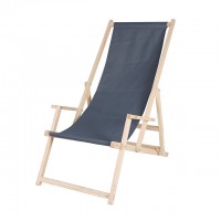 Wooden Folding Portable Beach Leisure Deck Chair Wood Fabric Deck Low Sun Chair Beach