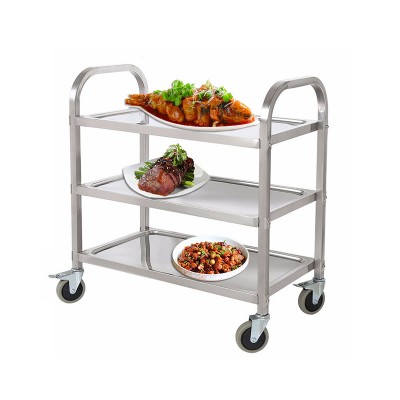 Stainless Steel 3-Tier Heavy Duty Kitchen Trolley Multifunction Utility Kitchen Storage Cart with Wheels