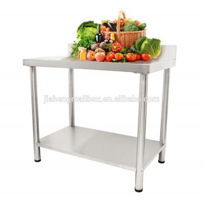 Stainless Steel Kitchen Work Table with Backplane and under shelf